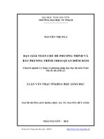 Dạy giải toán chủ đề phương trình và bất phương trình theo quan điểm hàm 