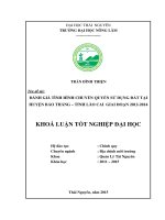 ĐÁNH GIÁ TÌNH HÌNH CHUYỂN QUYỀN SỬ DỤNG ĐẤT TẠI HUYỆN BẢO THẮNG – TỈNH LÀO CAI GIAI ĐOẠN 2012-2014