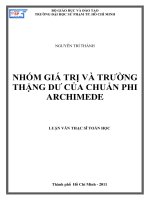 NHÓM GIÁ TRỊ VÀ TRƯỜNG THẶNG DƯ CỦA CHUẨN PHI ARCHIMEDE   LUẬN VĂN THẠC SĨ TOÁN HỌC
