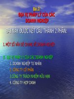 ĐỊA VỊ PHÁP LÝ CỦA CÁC DOANH NGHIỆP DOANH NGHIỆP