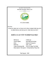 Đánh giá hiệu quả sử dụng đất sản xuất nông nghiệp trên địa bàn xã Bình Thuận, Huyện Đại Từ, Tỉnh Thái Nguyên