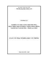 Nghiên cứu khả năng sinh trưởng, phát triển một số dòng, giống dong Riềng tại huyện Tam Đường, tỉnh Lai Châu
