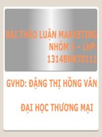 BÀI THẢO LUẬN MARKETING NHÓM 5 – LHP Phân tích các nhân tố ảnh hưởng tới hành vi mua sản phẩm mĩ phẩm (kem dưỡng da) trong độ tuổi từ 25 tới 40 trên địa bàn Hà Nội