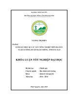 Đánh giá hiệu quả sử dụng đất nông nghiệp trên địa bàn xã Quân Bình,huyện Bạch Thông, tình Bắc Kạn