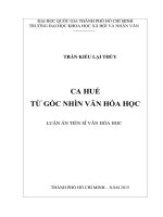 Ca huế từ góc nhìn văn hóa học