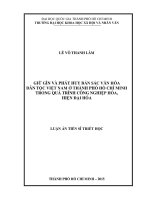 Giữ gìn và phát huy bản sắc văn hóa dân tộc việt nam ở thành phố hồ chí minh trong quá trình công nghiệp hóa, hiện đại hóa