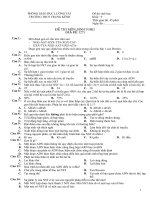 Đề thi và đáp án trắc nghiệm sinh 9 học kì i mã đề 127 