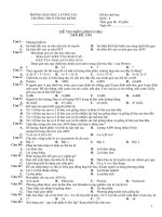 Đề thi và đáp án trắc nghiệm sinh 9 học kì i mã đề 130 