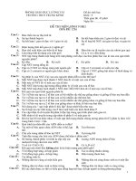 Đề thi và đáp án trắc nghiệm sinh 9 học kì i mã đề 126 