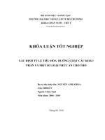 XÁC ĐỊNH tỷ lệ TIÊU hóa  DƯỠNG CHẤT các KHẨU PHẦN và một số LOẠI THỨC ăn CHO THỎ 