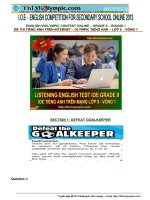 ĐỀ THI IOE TIẾNG ANH lớp 9 mới NHẤT VÒNG 1 