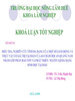 ĐIỀU TRA, NGHIÊN CỨU TÍNH ĐA DẠNG CỦA MỘT SỐ LOÀI ĐỘNG VÀ THỰC VẬT CÓ GIÁ TRỊ TẠI ĐẢO CÙ LAO CHÀM HỘI AN-QUẢNG NAM NHẰM GÓP PHẦN BẢO TỒN VÀ PHÁT TRIỂN  NGUỒN LỢI ĐA DẠNG SINH HỌC TẠI ĐẢO