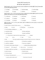 Đáp án đề thi thử THPTQG môn Tiếng Anh - THPT chuyên Bạc Liêu năm 2015