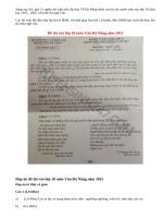 Đáp án đề thi vào lớp 10 môn Văn Đà Nẵng năm 2015