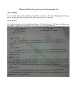 Đề thi thử THPT quốc gia môn Lịch Sử tỉnh Quảng Ngãi 2015