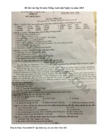 Đề thi vào lớp 10 môn Tiếng Anh tỉnh Nghệ An năm 2015