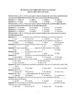 Đề thi thử THPT Quốc gia môn Tiếng Anh trường THPT Trần Văn Năng, Đồng Tháp năm 2015