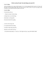 Đáp án đề thi vào lớp 10 môn Văn tỉnh Hưng yên năm 2015