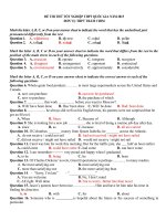 Đề thi thử THPT Quốc gia môn Tiếng Anh trường THPT Tràm Chim, Đồng Tháp năm 2015