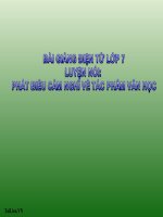 Bài giảng ngữ văn 7 bài 13 luyện nói phát biểu cảm nghĩ về tác phẩm văn học 7 