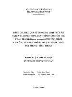ĐÁNH GIÁ HIỆU QUẢ SỬ DỤNG HAI LOẠI THỨC ĂNNURI VÀ LAONE TRONG QUY TRÌNH NUÔI TÔM THẺCHÂN TRẮNG (Penaus vannamei) THƯƠNG PHẨMTẠI CÔNG TY TNHH THÔNG THUẬN - PHƯỚC THỂ -TUY PHONG - BÌNH THUẬN