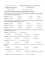 Đáp án đề thi thử THPTQG môn Tiếng Anh - THPT Quảng La năm 2015