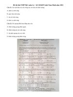 Đề thi thử THPTQG môn Lý - Sở GD&ĐT tỉnh Nam Định năm 2015