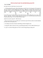 Đáp án đề thi vào lớp 10 môn Văn tỉnh Bình Dương năm 2015