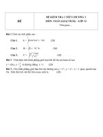 Đề kiểm tra 1 tiết môn toán lớp 12 phần hình học chương 3   đề số  68 