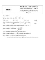 Đề kiểm tra 1 tiết môn toán lớp 12 phần giải tích chương 2 đề số  12 