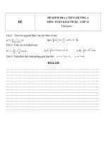 Đề kiểm tra 1 tiết môn toán lớp 12 phần hình học chương 3   đề số  75 
