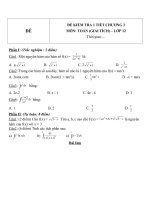 Đề kiểm tra 1 tiết môn toán lớp 12 phần hình học chương 3   đề số  73 