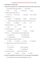 Đề thi thử vào lớp 10 môn tiếng Anh năm 2015 Tân Trường