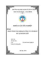 KHÓA LUẬN tôt NGHIỆP PHÂN TÍCH tài CHÍNH ở CÔNG TY cổ PHẦN DU LỊCH KIM LIÊN