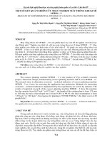 MỘT số kết QUẢ NGHIÊN cứu THỰC NGHIỆM máy TRỒNG KHOAI mì MTKM – 2 