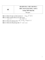 Đề kiểm tra 1 tiết môn toán lớp 12 phần giải tích chương 2 đề 1 
