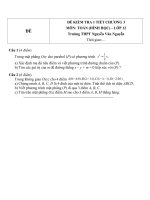 Đề kiểm tra 1 tiết môn toán lớp 12 chương 3 đề số 180 