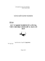 Một số kinh nghiệm sửa lỗi nói và viết cho học sinh 11  ban cơ bản 