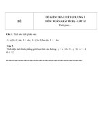 Đề kiểm tra 1 tiết môn toán lớp 12 phần hình học chương 3   đề số  74 