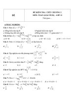 Đề kiểm tra 1 tiết môn toán lớp 12 phần giải tích chương 2 đề số  51 