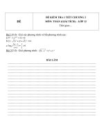 Đề kiểm tra 1 tiết môn toán lớp 12 phần giải tích chương 2 đề số  60 