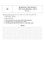 Đề kiểm tra 1 tiết môn toán lớp 12 phần hình học chương 3   đề số  72 