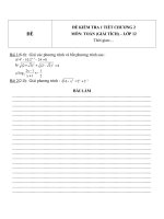 Đề kiểm tra 1 tiết môn toán lớp 12 phần giải tích chương 2 đề số  59 