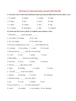 Đề thi học kì 2 lớp 8 môn tiếng Anh năm 2015 Hòn Đất