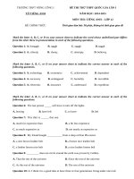 Đề thi thử THPTQG môn Tiếng Anh - THPT Nông Cống 1 năm 2015