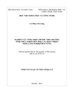 Nghiên cứu tổng hợp lớp phủ thổ nhưỡng tỉnh Thừa Thiên Huế phục vụ phát triển nông lâm nghiệp bền vững