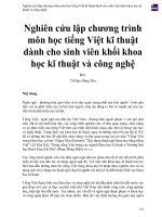 Nghiên cứu lập chương trình môn học tiếng việt kĩ thuật dành cho sinh viên khối khoa học kĩ thuật và công nghệ 