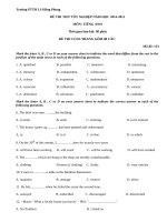 Đề thi thử THPTQG môn Anh 2015 THPT Lê Hồng Phong, Phú Yên