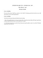 Đề thi học kì 2 lớp 9 môn Hóa năm 2015 Bến Tre