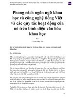 Phong cách ngôn ngữ khoa học và công nghệ tiếng việt và các quy tắc hoạt động của nó trên bình diện văn hóa khoa học 